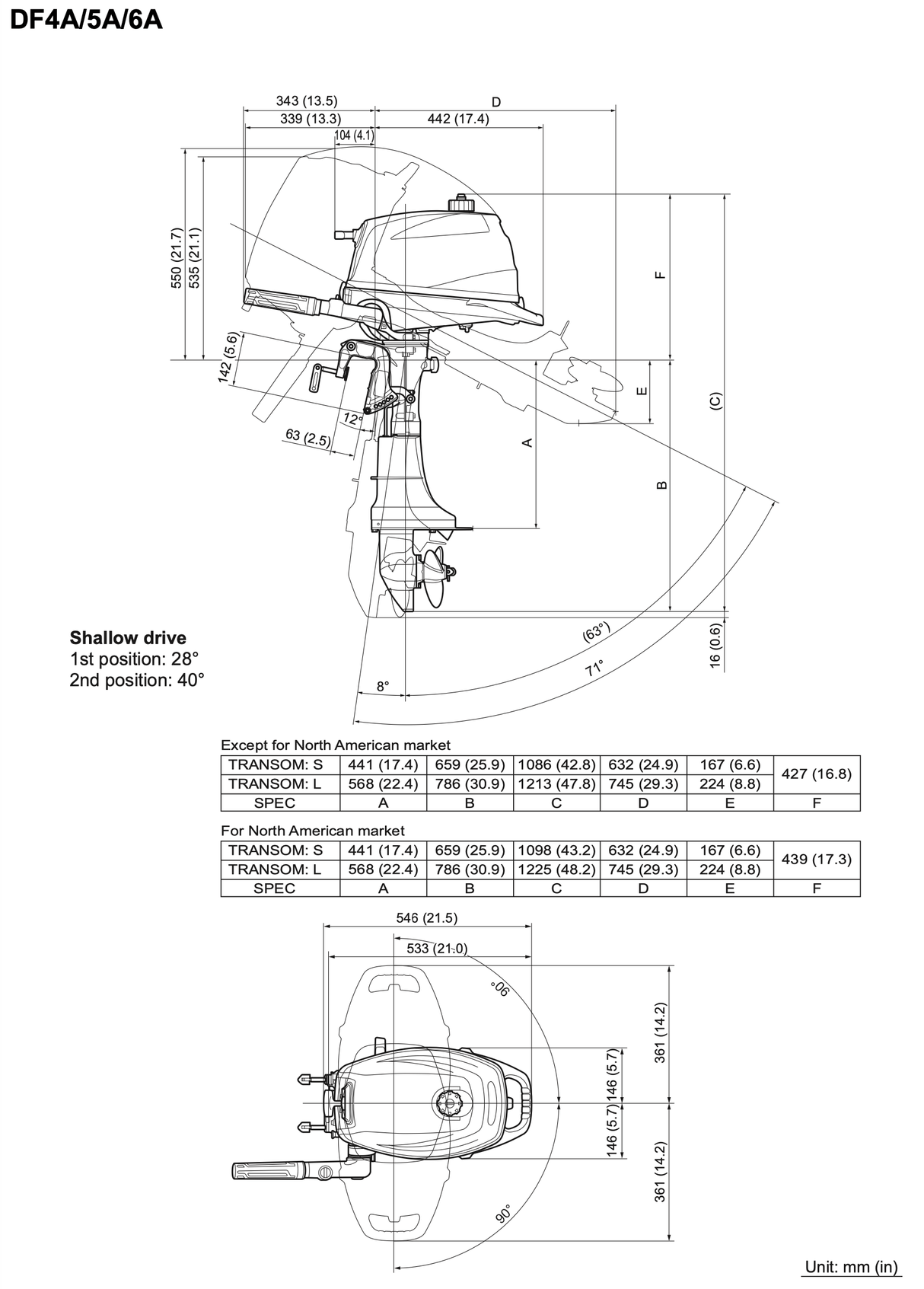 Suzuki DF4A/6A Dimension Diagram