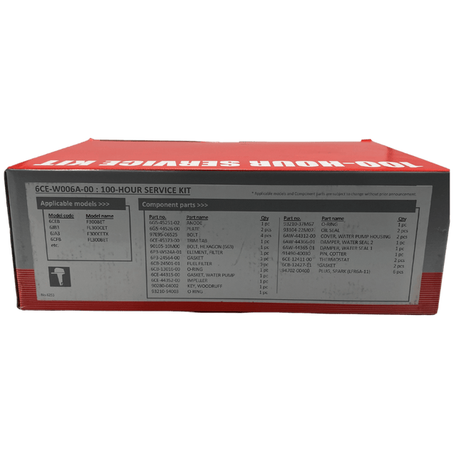 Yamaha 100Hr Service Kit Item List 6CE-W006A-00-00