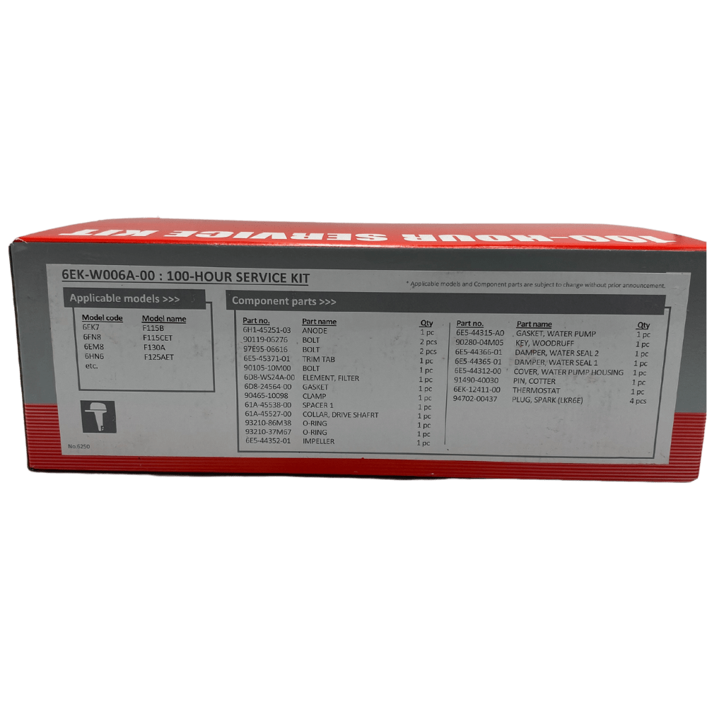 Yamaha 100Hr Service Kit Item List 6EK-W006A-00