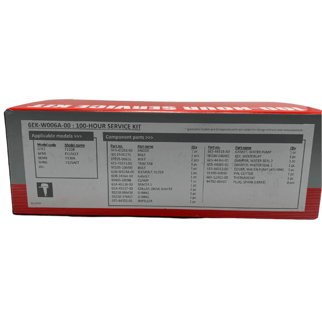 Yamaha 100Hr Service Kit Item List 6EK-W006A-00