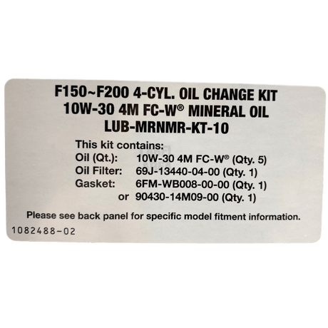 Yamaha Oil Change Kit Label F150-F200, 10W30 LUB-MRNMR-KT-10