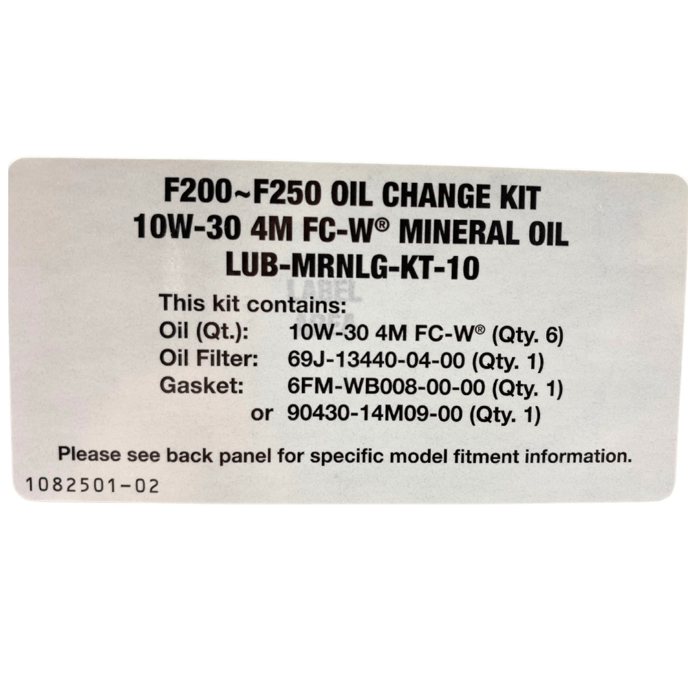 Yamaha Oil Change Kit Label F200-F250, 10W30 LUB-MRNLG-KT-10