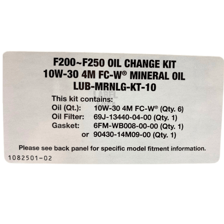 Yamaha Oil Change Kit Label F200-F250, 10W30 LUB-MRNLG-KT-10