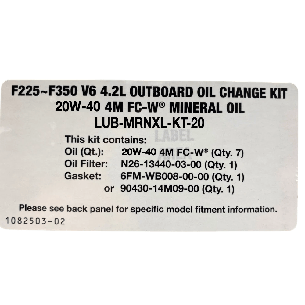 Yamaha Oil Change Kit Label F225-F350 V6, 20W40 LUB-MRNXL-KT-20