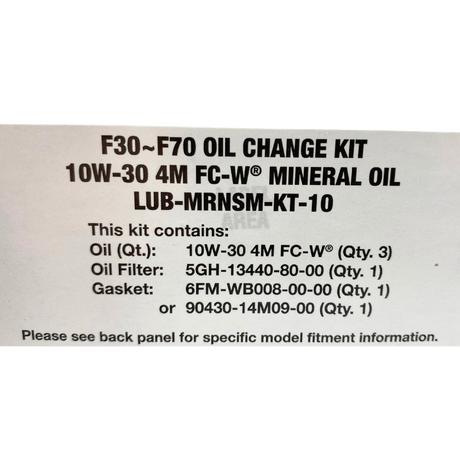 Yamaha Oil Change Kit Label F30-F70, 10W30 LUB-MRNSM-KT-10