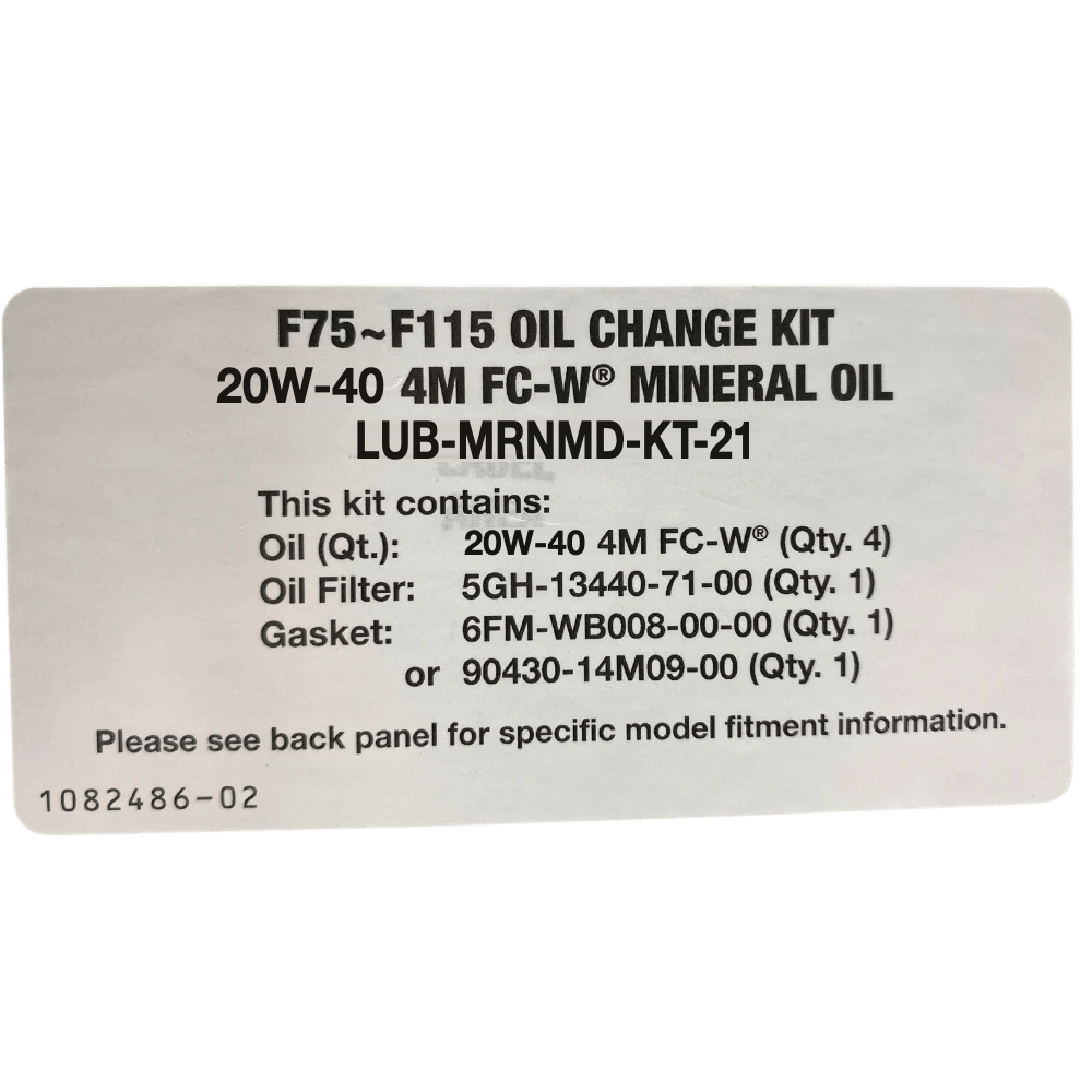 Yamaha Oil Change Kit Label F75-F115, 20W40 LUB-MRNMD-KT-21