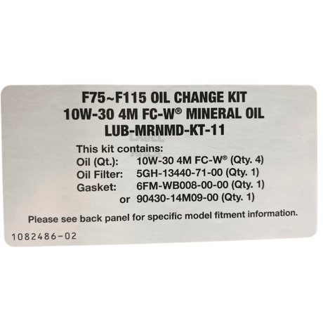 Yamaha Oil Change Kit Label F75-F115, 10W30 LUB-MRNMD-KT-11