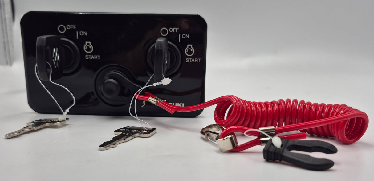 37100-98L30 - Suzuki Marine Dual Engine Key Switch Panel with Emergency Stop