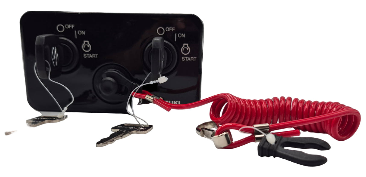 37100-98L30 - Suzuki Marine Dual Engine Key Switch Panel with Emergency Stop