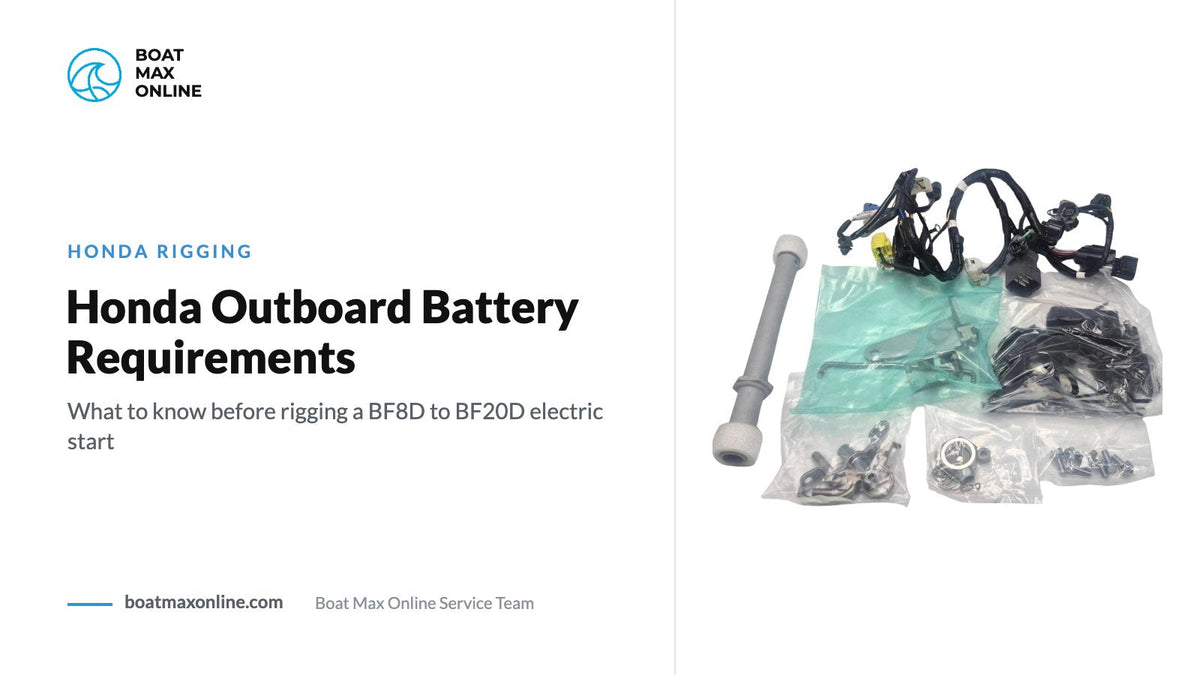 Remote control box and cables beside the title Honda Outboard Battery Requirements