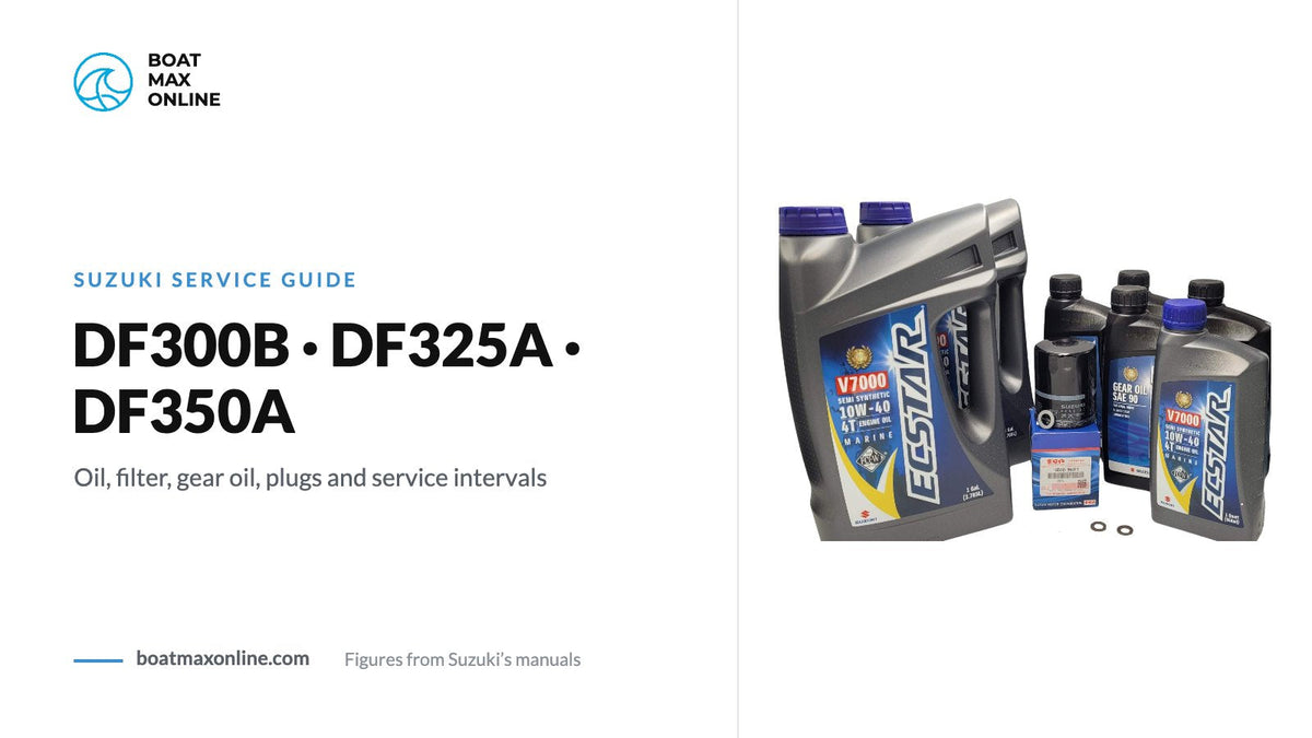 Suzuki DF300B DF350A oil change kit beside the title DF300B DF325A DF350A service guide
