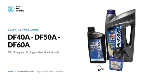 Suzuki DF40A DF50A oil change kit beside the title DF40A DF50A DF60A service guide