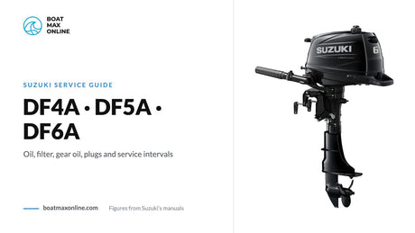 Suzuki DF6A tiller outboard beside the title DF4A DF5A DF6A service guide