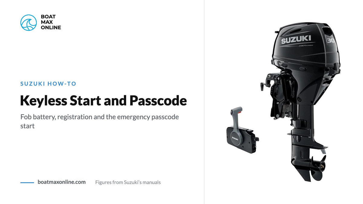 Suzuki DF30A remote-control outboard beside the title Keyless Start and Passcode
