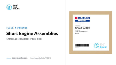 Suzuki part label for short engine 10002-92865 beside the title Short Engine Assemblies