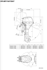 Suzuki DF9.9B/15A/20A Remote Dimension Diagram