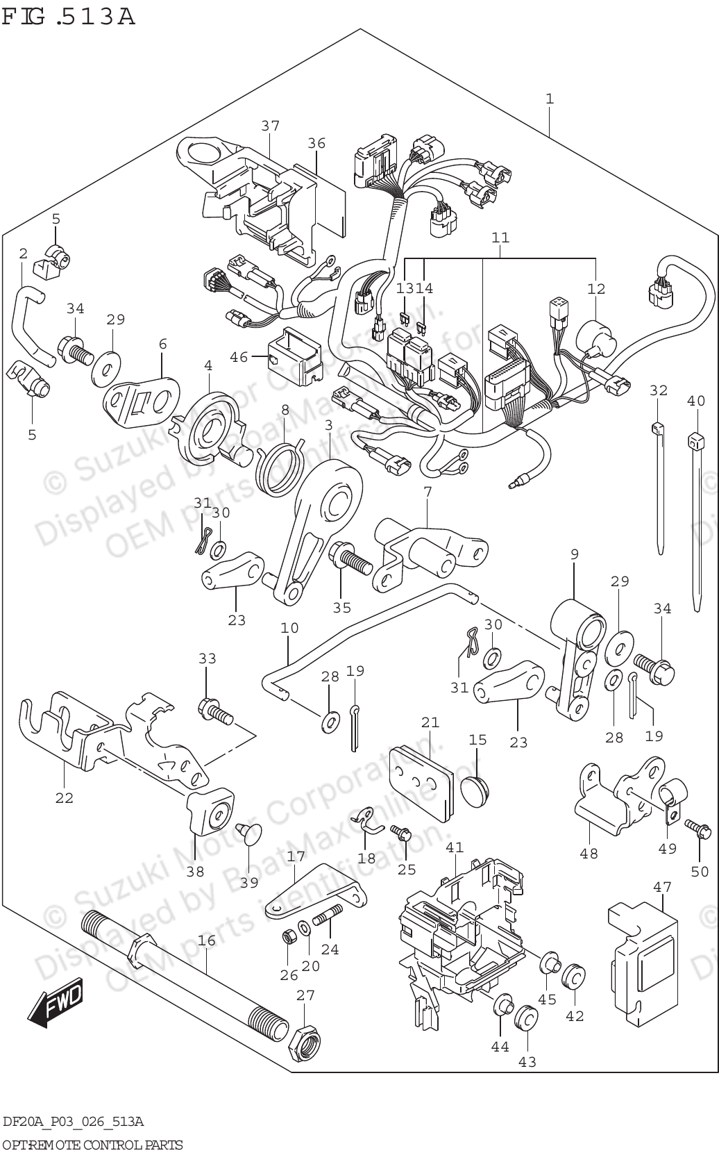 Suzuki 67130-89L40 remote control parts set diagram, 2026 DF9.9B DF15A DF20A DF20ATH